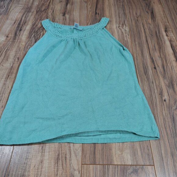 Ann Taylor Loft sleeveless teal 100% cotton shirt size large - Picture 1 of 3